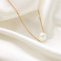 Women’s Minimalist White Pearl Beaded Necklace – Elegant Statement Chain by DailySale