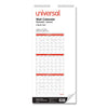 Universal 3-Month Wall Calendar, 12 x 27, White/Black/Red Sheets, 14-Month (Dec to Jan): 2022 to 2024