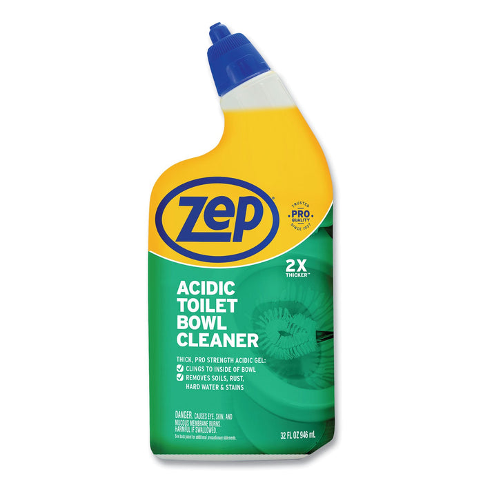 Zep Acidic Toilet Bowl Cleaner, Mint, 32 oz Bottle, 12/Carton