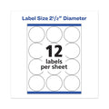 Avery Permanent Laser Print-to-the-Edge ID Labels w/SureFeed, 2 1/2"dia, White, 300/PK