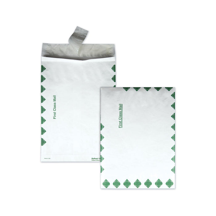 Survivor Heavy 18 lb Tyvek Open End Expansion Mailers, First Class, #13 1/2, Square Flap, Redi-Strip Closure, 10 x 13, White, 100/CT