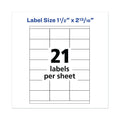 Avery Copier Mailing Labels, Copiers, 1.5 x 2.81, White, 21/Sheet, 100 Sheets/Box