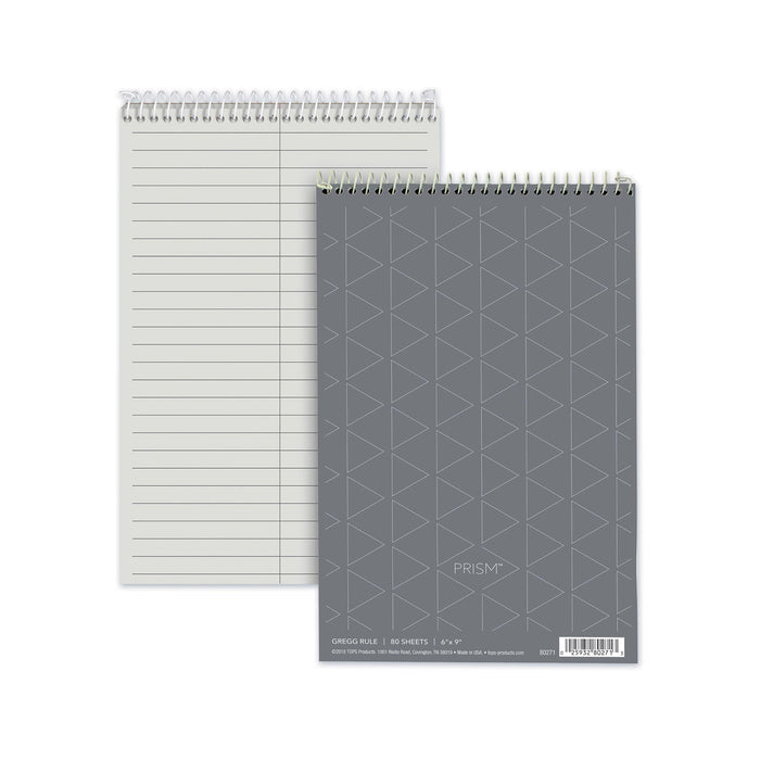 TOPS Prism Steno Pads, Gregg Rule, Gray Cover, 80 Gray 6 x 9 Sheets, 4/Pack