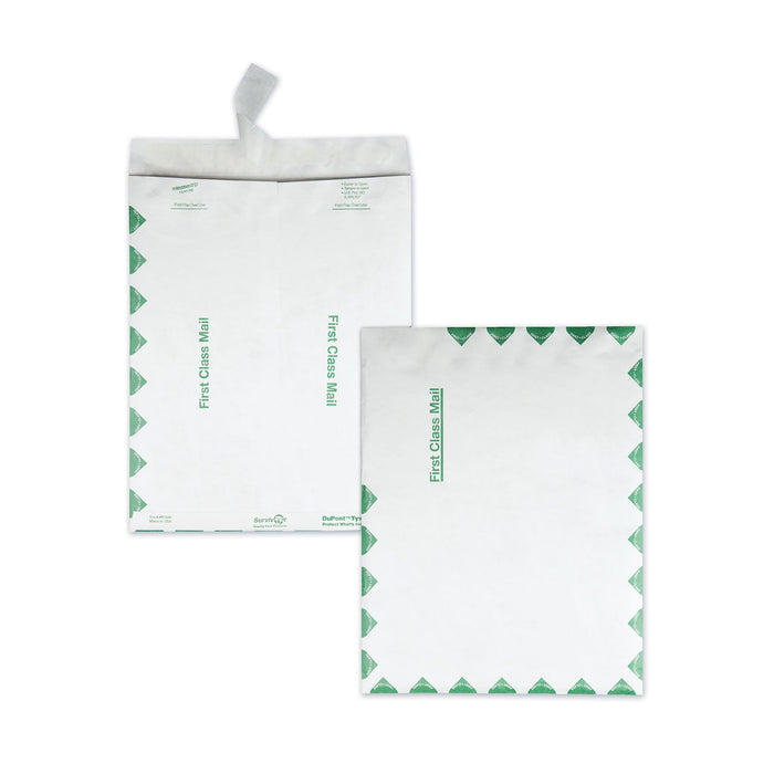 Survivor Lightweight 14 lb Tyvek Catalog Mailers, First Class, #13 1/2, Square Flap, Redi-Strip Closure, 10 x 13, White, 100/Box