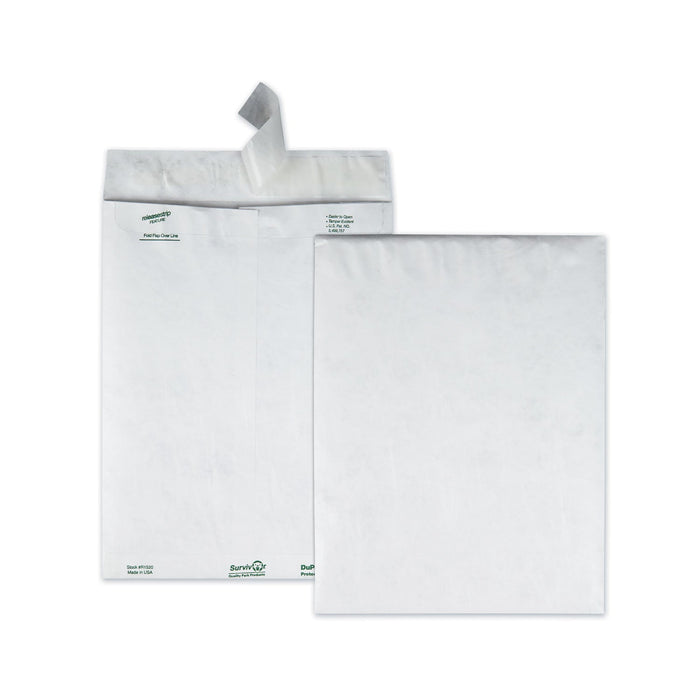 Survivor Lightweight 14 lb Tyvek Catalog Mailers, #12 1/2, Square Flap, Redi-Strip Adhesive Closure, 9.5 x 12.5, White, 100/Box