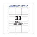 Avery Copier Mailing Labels, Copiers, 1 x 2.81, White, 33/Sheet, 100 Sheets/Box
