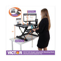 Victor High Rise Height Adjustable Standing Desk with Keyboard Tray, 31" x 31.25" x 5.25" to 20", Gray/Black