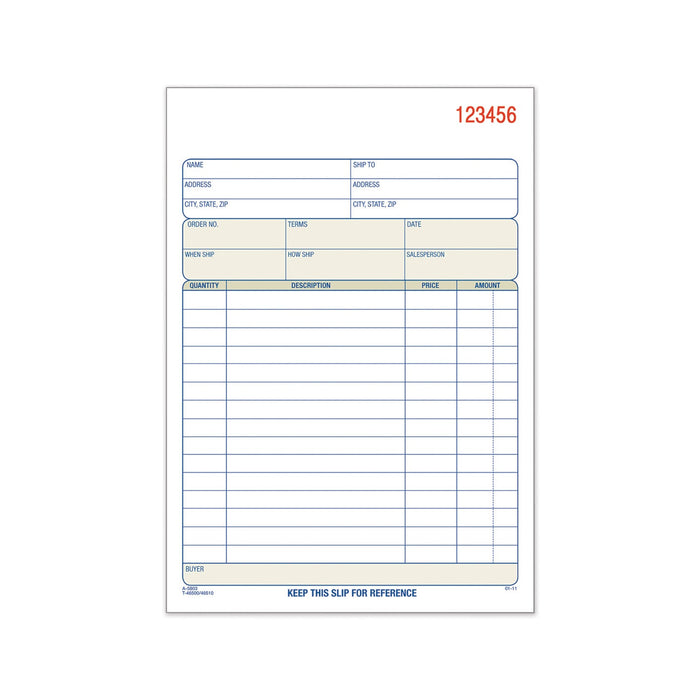 TOPS Sales Order Book, Two-Part Carbonless, 5.56 x 7.94, 1/Page, 50 Forms