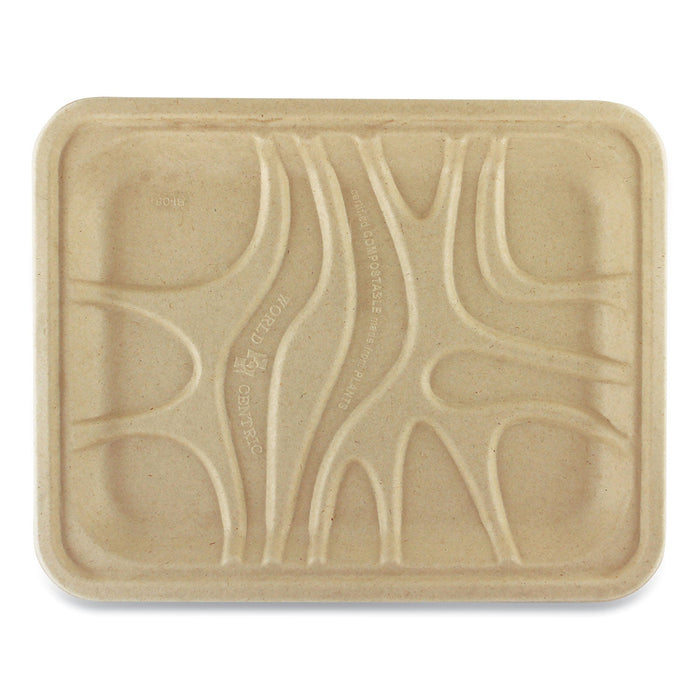 World Centric Fiber Trays, 1-Compartment, 9.1 x 7.1 x 0.7, Natural, Paper, 500/Carton