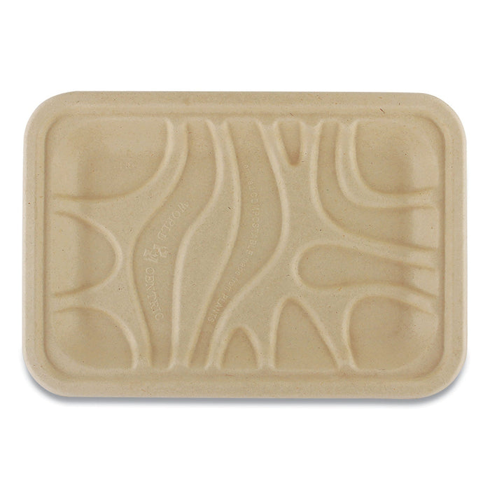 World Centric Fiber Trays, PLA Lined, PFAS Free, 1-Compartment, 8.2 x 5.7 x 0.7, Natural, Paper, 500/Carton