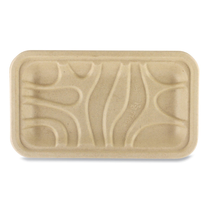 World Centric Fiber Trays, 1-Compartment, 8.3 x 4.9 x 0.7, Natural, Paper, 500/Carton
