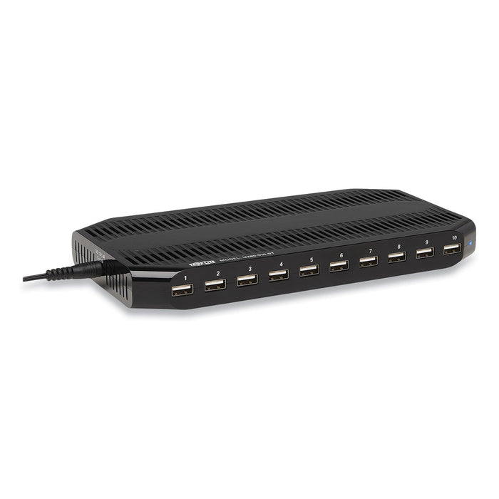 Tripp Lite Desktop Charging Station with Adjustable Storage, 10 Devices, 9.4 x 4.7 x 1, Black