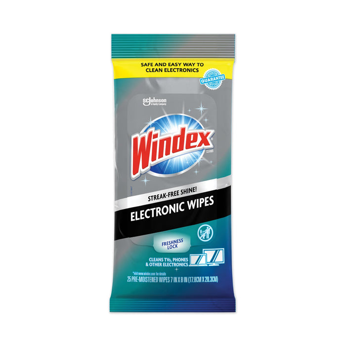 Windex Electronics Cleaner, 7 x 10, Neutral Scent, 25/Pack, 12 Packs/Carton