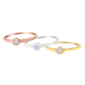 Tri-Color 14K Gold Plated .925 Sterling Silver 1/6 Cttw Round Miracle-Set Diamond Stacking Promise Ring Set (J-K Color, I1-I2 Clarity) - Size 7 by Bids.com