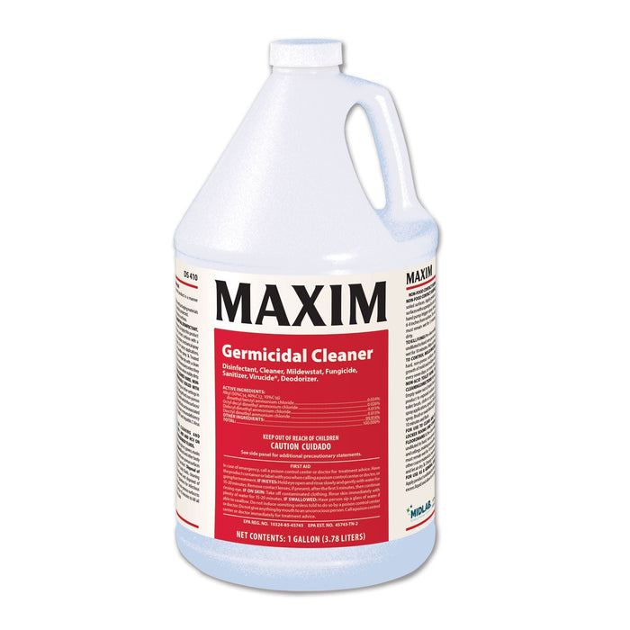 Maxim Germicidal Cleaner, Lemon Scent, 1 gal Bottle, 4/Carton