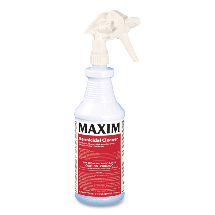Maxim Germicidal Cleaner, Lemon Scent, 32 oz Bottle, 12 Bottles and 1 Trigger Sprayer/Carton