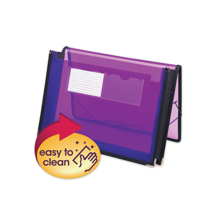 Smead Poly Wallets, 2.25" Expansion, 1 Section, Elastic Cord Closure, Letter Size, Translucent Purple