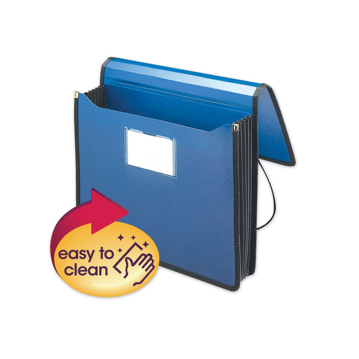 Smead Poly Premium Wallets, 5.25" Expansion, 1 Section, Elastic Cord Closure, Letter Size, Navy Blue