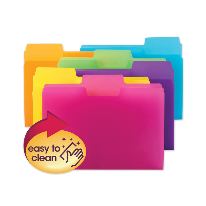 Smead SuperTab Top Tab File Folders, 1/3-Cut Tabs: Assorted, Letter Size, 0.75" Expansion, Polypropylene, 18/Pack