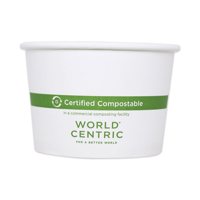 World Centric Paper Bowls, 8 oz, 3.5" Diameter x 2.3"h, White, 1,000/Carton