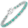 6.96 Carat Genuine Emerald and White Topaz .925 Sterling Silver Bracelet by Bids.com