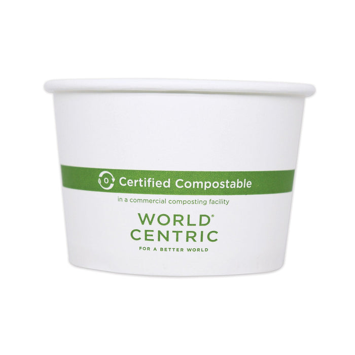 World Centric Paper Bowls, 16 oz, 4.4" Diameter x 3"h, White, 500/Carton