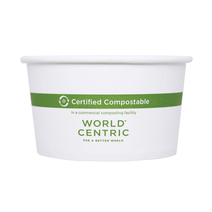 World Centric Paper Bowls, 12 oz, 4.5" Diameter x 2.5"h,  White, 500/Carton