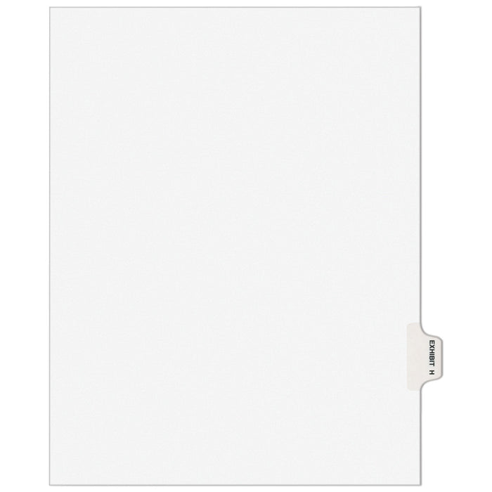 Avery-Style Preprinted Legal Side Tab Divider, 26-Tab, Exhibit H, 11 x 8.5, White, 25/Pack, (1378)