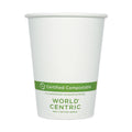 World Centric Paper Hot Cups, 12 oz, White, 1,000/Carton