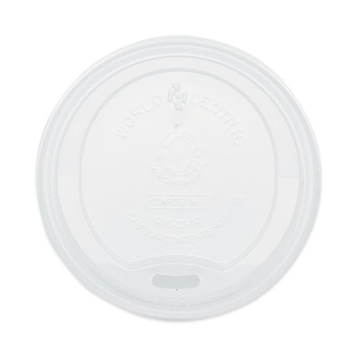 World Centric PLA Lids for Hot Cups, Fits 10 oz to 20 oz Cups, White, 1,000/Carton