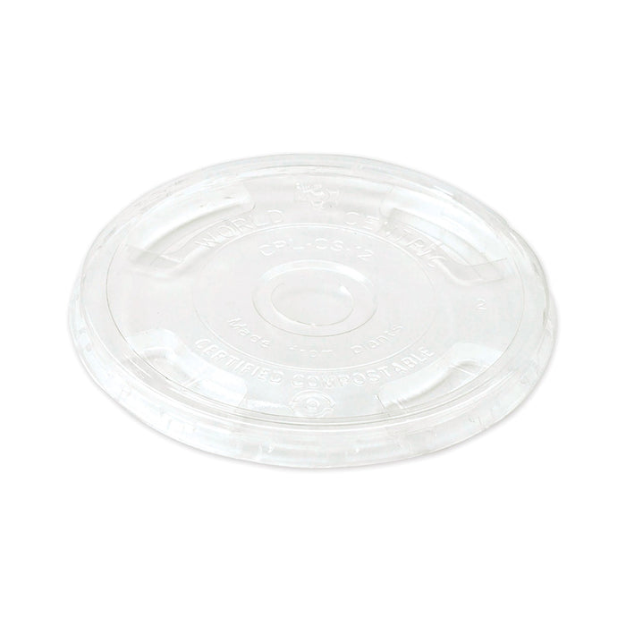 World Centric PLA Clear Cold Cup Lids, Flat Lid, Fits 9 oz to 24 oz Cups, 1,000/Carton