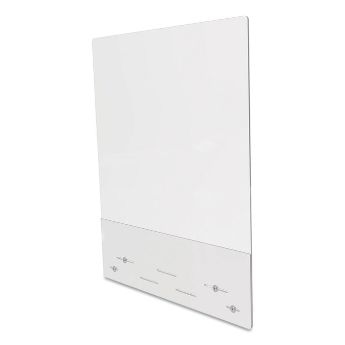 deflecto Mounting Safety Barrier with Full Shield and Brace, 31.5" x 38", Acrylic, Clear, 2/Carton