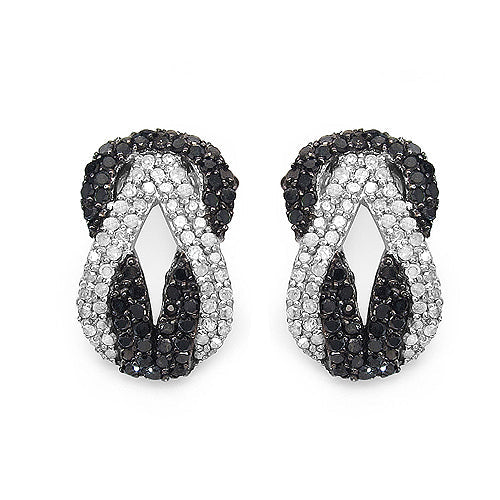 1.05 Carat Genuine Black Diamond & White Diamond .925 Sterling Silver Earrings by Bids.com