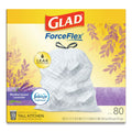 Glad OdorShield Tall Kitchen Drawstring Bags, 13 gal, 0.95 mil, 24" x 27.38", White, 80/Box