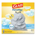 Glad OdorShield Tall Kitchen Drawstring Bags, 13 gal, 0.72 mil, 24" x 27.38", White, 240/Carton