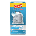 Glad ForceFlexPlus OdorShield Tall Kitchen Drawstring Trash Bags, 13 gal, 0.9 mil, 24" x 28", White, 204/Carton