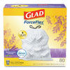 Glad OdorShield Tall Kitchen Drawstring Bags, 13 gal, 0.95 mil, 24" x 27.38", White, 80/Box