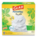 Glad OdorShield Tall Kitchen Drawstring Bags, 13 gal, 0.95 mil, 24" x 27.38", White, 240/Carton