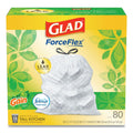 Glad OdorShield Tall Kitchen Drawstring Bags, 13 gal, 0.95 mil, 24" x 27.38", White, 80/Box