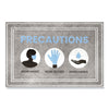 Apache Mills Message Floor Mats, 24 x 36, Gray/Blue, "Precautions Wear Masks Wear Gloves Wash Hands"