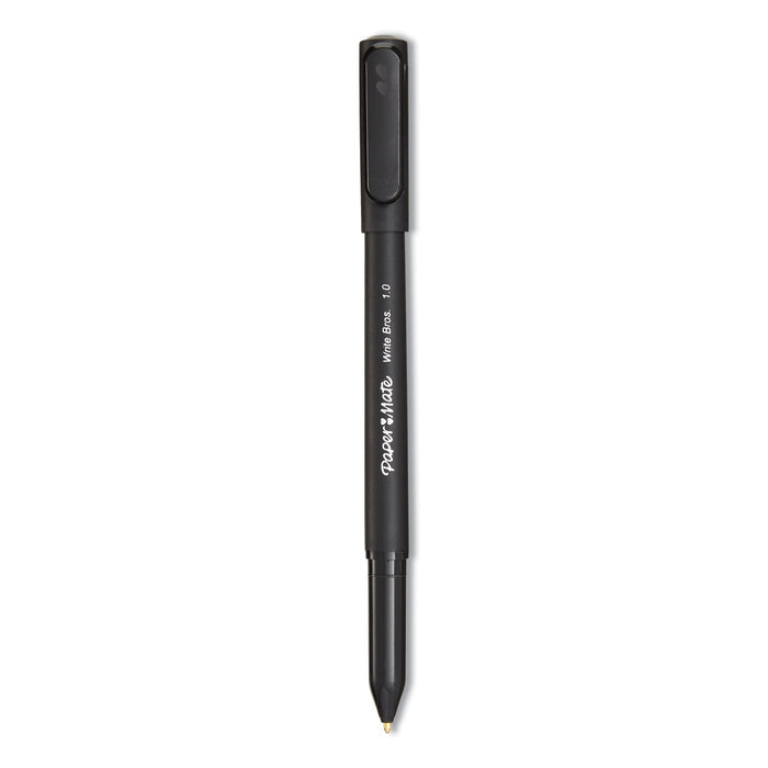 Paper Mate Write Bros. Ballpoint Pen, Stick, Medium 1 mm, Black Ink, Black Barrel, Dozen