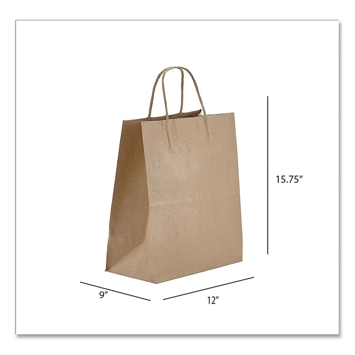 Prime Time Packaging Kraft Paper Bags, Regal, 12 x 9 x 15.75, Natural, 200/Carton