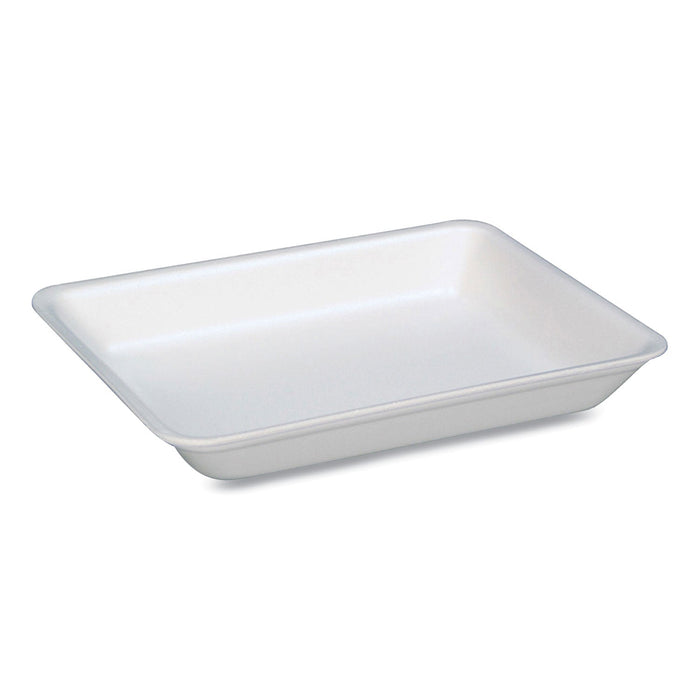 Pactiv Evergreen Supermarket Tray, #4D, 8.63 x 6.56 x 1.27. White, Foam, 400/Carton