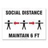 Accuform Social Distance Signs, Wall, 14 x 10, "Social Distance Maintain 6 ft", 3 Humans/Arrows, White, 10/Pack