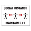 Accuform Social Distance Signs, Wall, 10 x 7, "Social Distance Maintain 6 ft", 3 Humans/Arrows, White, 10/Pack