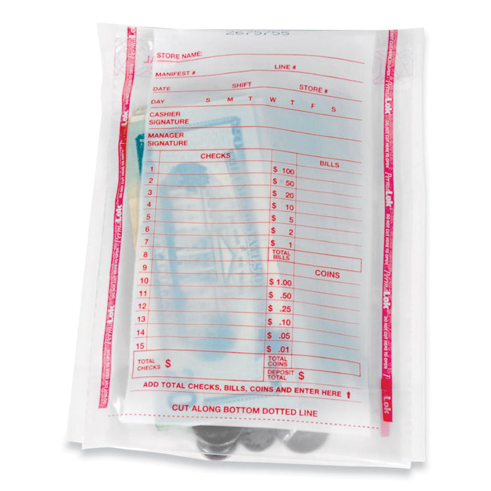 PermaLOK Deposit Bag, Plastic, 5.75 x 8.75 x 3, Clear, 1,000/Carton