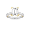 1.5Cttw Emerald Shaped Lab Grown Diamond Two Tone Cathedral Shank Engagement Solitaire Ring 14K Gold by Fine Color Jewels