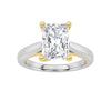 1Cttw Radiant Shaped Lab Grown Diamond (F/VS) Two Tone Cathedral Shank Solitaire Engagement Ring in 14K Gold