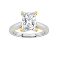 1Cttw Radiant Shaped Lab Grown Diamond (F/VS) Two Tone Cathedral Shank Solitaire Engagement Ring in 14K Gold by Fine Color Jewels