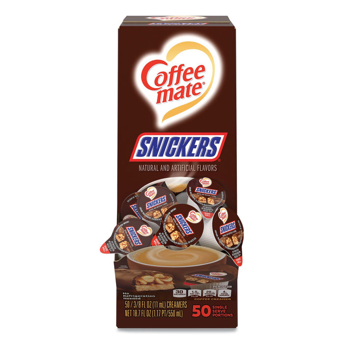 Coffee mate Liquid Coffee Creamer, Snickers, 0.38 oz Mini Cups, 50 Cups/Box